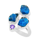 11.44cts Natural Blue Apatite Rough Fancy Amethyst 925 Silver Ring Size 8 Y14021