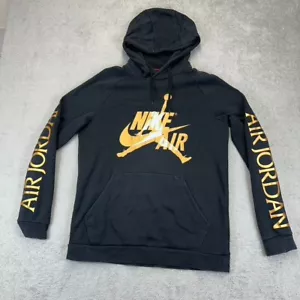 Nike Air Jordan Jumpman Black Gold Pullover Sweatshirt Hoodie Mens Size Large - Picture 1 of 7