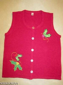 LADIES RED HOLIDAY~CHRISTMAS SWEATER KNIT VEST~M/L~L/XL~NWT - Picture 1 of 3