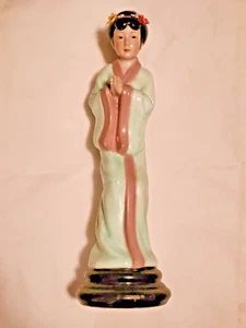 Japanese Woman Geisha Figurine Statue Multicolor  Vintage Signed Autograph 1 Ft. - Picture 1 of 5