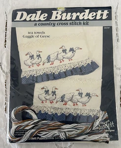 VTG Dale Burdett Tea Towel Counted Cross Stitch Sewing Kit Gaggle of Geese NOS - Picture 1 of 4