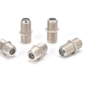 F81 Female/F81 Female TV Cable Coaxial Coupler Barrel Adapter w/hardware(5 Pack) - Picture 1 of 6