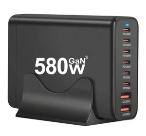 580W GAN Multi USB Charging Station 8 Port Hub Type C Charger PD Fast Charging - Picture 1 of 8