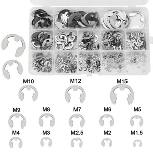 400 X Assorted M1.5 - M15mm Stainless Steel E Clips C Circlip Kit Retaining Ring - Picture 1 of 12