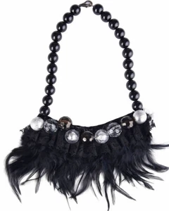 Kragen Halskette Federn Spitze Perlenkette vintage Federcollier Modeschmuck neu - Bild 1 von 7