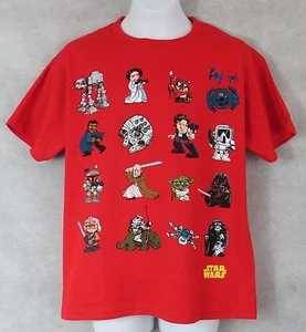 Star Wars Boys Red T-Shirt New Luke Skywalker Darth Vader Yoda Han Solo AT-AT - Picture 1 of 3