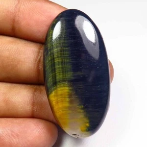 Blue Flash Oval Smooth Gemstone 39x20 mm 45 Cts Natural Tiger Eye Cabochon TB-96 - Imagen 1 de 9