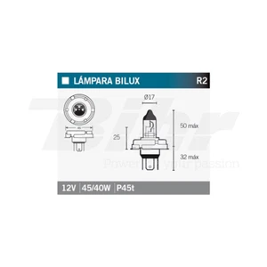OSRAM 64183 LAMPADINA BILUX SINGOLA R2 (1pz) 12V 45/40W P45t Ø17 - 50 - 32 - Picture 1 of 1