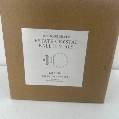 Juego de 2 varillas de plata antigua de 1 1/4" con acabados de bolas de cristal para restauración derecha Foto 1 de 4