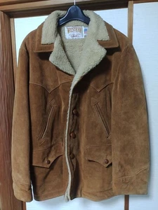 Schott USA Western Suede Lunch Coat 42 Vintage Leather Boar Lining - Picture 1 of 9