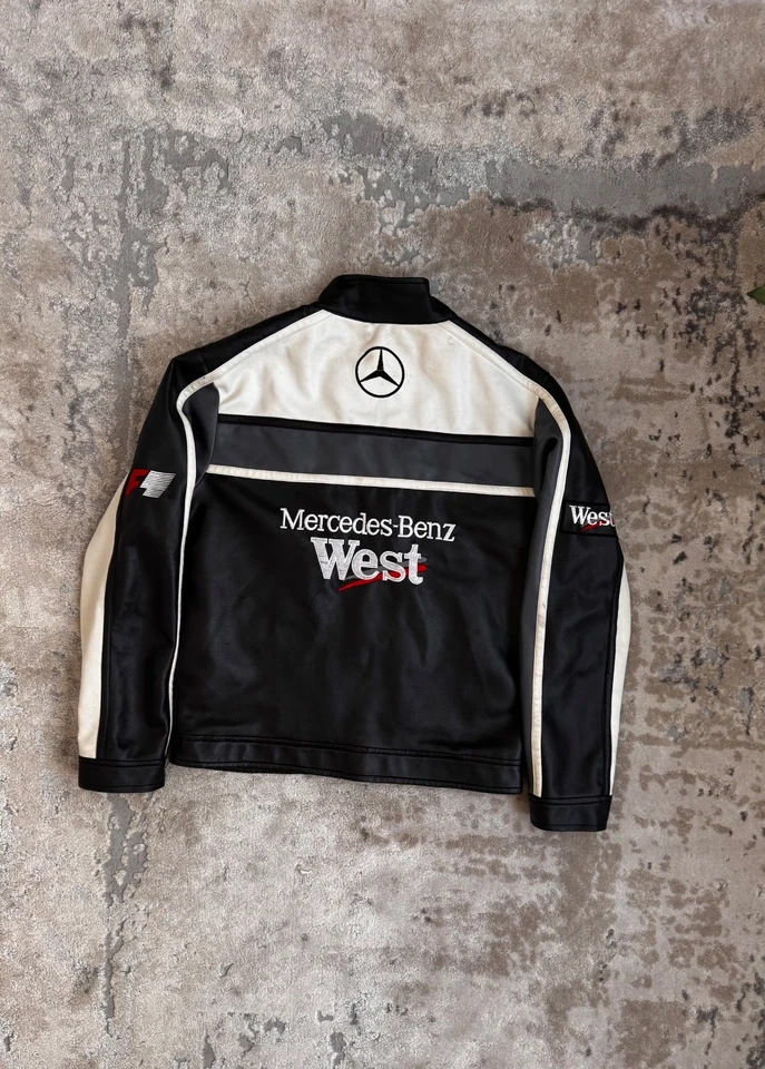 Chaqueta de carreras de cuero de colección Mercedes-Benz West Formula One Foto 1 de 4