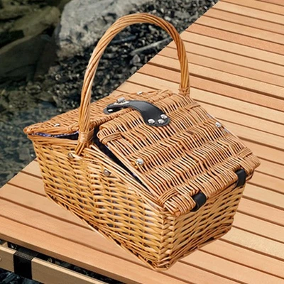 Cestino Da Picnic in Vimini, Pratico Cestino per Raccogliere Frutta E Verdura, - Immagine 1 di 4