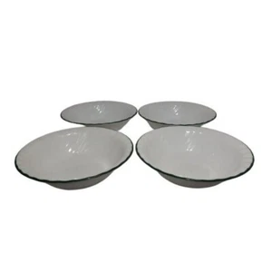Set of 4 Corelle Callaway Green Ivy Swirl 7 1/4" Cereal Soup Bowls - Green Rim, - Picture 1 of 6