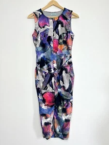 Kookai Size 1 (Fits Size 8) Women's Dress Floral Stretch Bodycon Wiggle Midi - Picture 1 of 12
