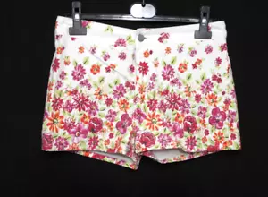 VTG Bongo women's  white floral denim jeans Shorts By Gene Montesano made in USA - Picture 1 of 6