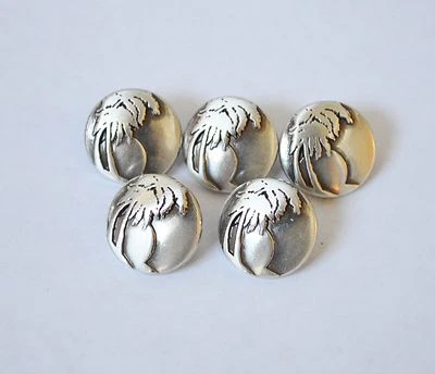 Lotto 5 Palma Tropical Spiaggia Rivetback Concho 1.6cm Enmon Argento Pelle Belt - Immagine 1 di 4