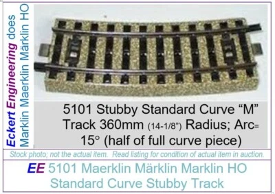 NEW 5101 Märklin HO Stubby "M" Track 1/2 Curve Long, Tested: below 0.1 Ohms - Image 1 of 4