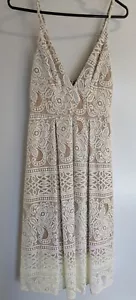 Pilgrim Ladies Dress Size 6 White Lace Nude Underlay A-Line Pockets Adjustable - Picture 1 of 17