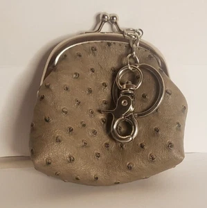 Metropolitan Faux Ostrich Coin Purse w/ Ball-Clasp Key Chain Clip & Ring - Picture 1 of 2