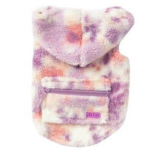 Justice Hoodie Dog Cat Pet Small Tie Dye Sherpa Sweater Clothes Zippered Pocket - Picture 1 of 6