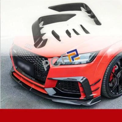 Parachoques delantero de carbono real para Audi TT RS Quattro 2018 alerón labial aletas canards Foto 1 de 4