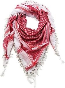 Keffiyeh Scarf Palestinian Shemagh Original Arab Kufiya White New Red