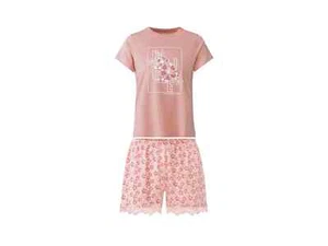 Esmara Damen Pyjama aus reiner Baumwolle Schlafanzug Shorts & Shirt Rundhals NEU - Bild 1 von 15