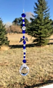 Kobaltblauer ENGEL Sonnenfänger Rückspiegel AutoCharm aus Swarovski Kristallen ❤ - Bild 1 von 8