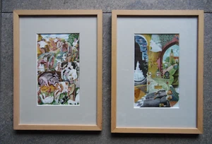 London Transport Poster Pair Vintage Prints Farms and Historic Buildings. - Picture 1 of 8