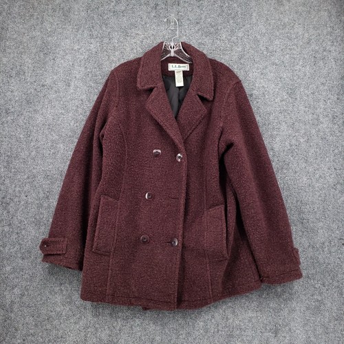 VETEMENTS VINTAGE LL Bean Jacket donna L grande rosso pavone lana doppiopetto Thinsulate