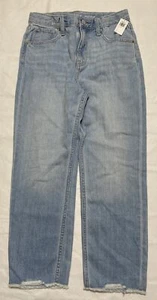 Old Navy Slouchy Straight Jeans Girls Size 12 Light Wash Denim Adjustable Waist - Picture 1 of 6