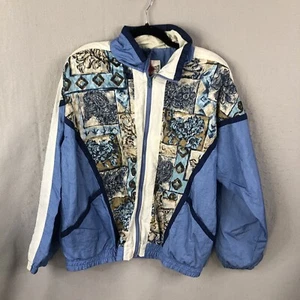 Vintage Active Frontier Track Jacket Womens Extra Large Blue Floral Windbreaker - Picture 1 of 23