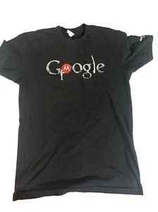Google Motorola T-Shirt Nera la 50/50 Shirt Uomo Girocollo Medio Nuova - Foto 1 di 8