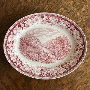 Homer Laughlin Oval Platter Currier & Ives View of Harper's Ferry VA 11.75"x9.5" - Picture 1 of 13