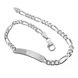 Pulsera Ident Grabado 19 cm Escudo Figaro Plata Nombre Pulsera Identband - Imagen 1 de 5
