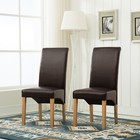 Set of 2 Faux Leather Dining Chairs Roll Top Scroll High Back home restaurants