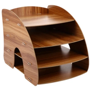 Wooden File Organizer File Storage Shelf Desktop Document Tray - Picture 1 of 12