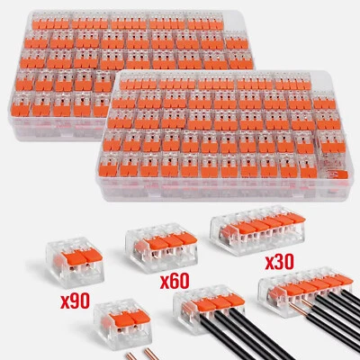 2SET (180 PIEZAS) 221-412 Tuerca de palanca Conectores de cable de empalme compactos - Conductor 2/3/5 Foto 1 de 4