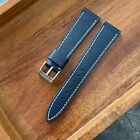 18mm Dark Blue Saffiano Leather Luxury Vintage Watch Strap Band Made in Italy
