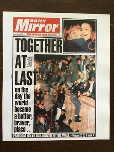 SMALL POSTER/NEWSPAPER PAGE (8.5”x 7”) 1989 THE BERLIN WALL COMES DOWN, HISTORIC - Picture 1 of 6