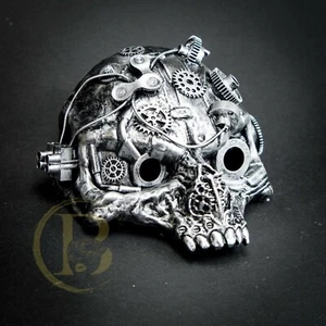 SILVER- STEAMPUNK BIRD SKULL MASK PLAGUE DOCTOR MASK HALF FACE MASQUERADE MASK - Picture 1 of 4