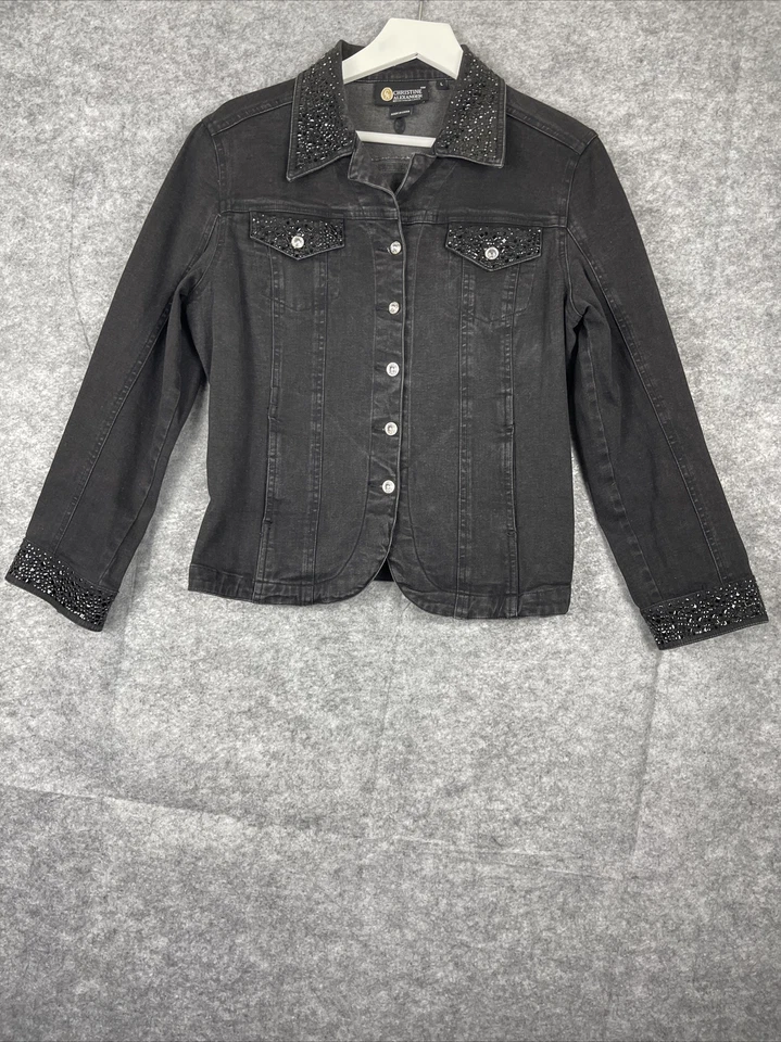 Chaqueta Christine Alexander Mujer Grande Denim Elastizada Embellecida Western Bling Foto 1 de 4