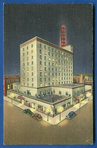 Hilton Hotel Nachtansicht Albuquerque New Mexico fast neuwertig Leinen Postkarte - Bild 1 von 2