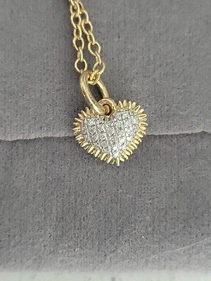 Collar Ella Stein Sunburst Diamante Corazón Colgante Cadena Plata Esterlina... Foto 1 de 4