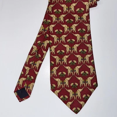 Corbata Brooks Brothers Maker para hombre 58,5x3,75 estampado de elefante roja 100 % seda hecha a mano Foto 1 de 4