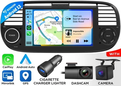 DVR+CAM+ Android 13 Eonon FIAX6 7" Autoradio Navi CarPlay Für Fiat 500 2007-2015 - Bild 1 von 4