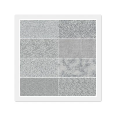 Lot of 8 Fat Quarters, GRAY Color, Quilting 100% Cotton Fabric FQ Bundle - Image 1 of 4