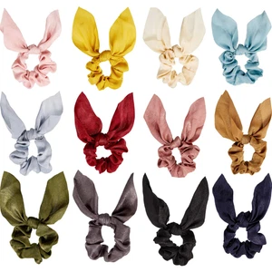 Yaomiao 12 Pieces Bow Hair Scrunchies Bunny Ear Scrunchies for Bow Silk Bowknot  - Picture 1 of 12