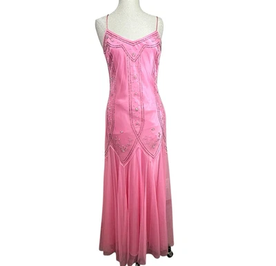 Vestido de formatura formal vintage Dave & Johnny 9/10 contas rosa Y2K fada caprichoso elegante - Imagem 1 de 4