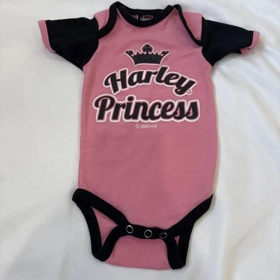 Harley Davidson Baby 3-6 Month Short Sleeve One Piece Snap, Biker Baby, sparkly - Image 1 of 4